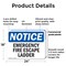 Signmission Emergency Fire Escape Ladder OSHA Notice Sign, Plastic, 24in W x 18in L, 2PK OS-2PACK-NS-P-1824-L-11834 - alternate 8